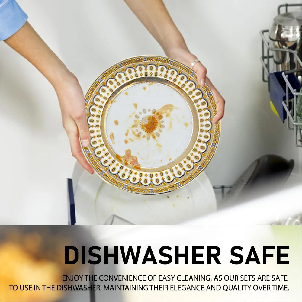 Karosa 17pcs Embossed Gold Porcelain Bone China 200cc 7.5 OZ Coffee Tea Cup Luxury Afternoon Tea Set