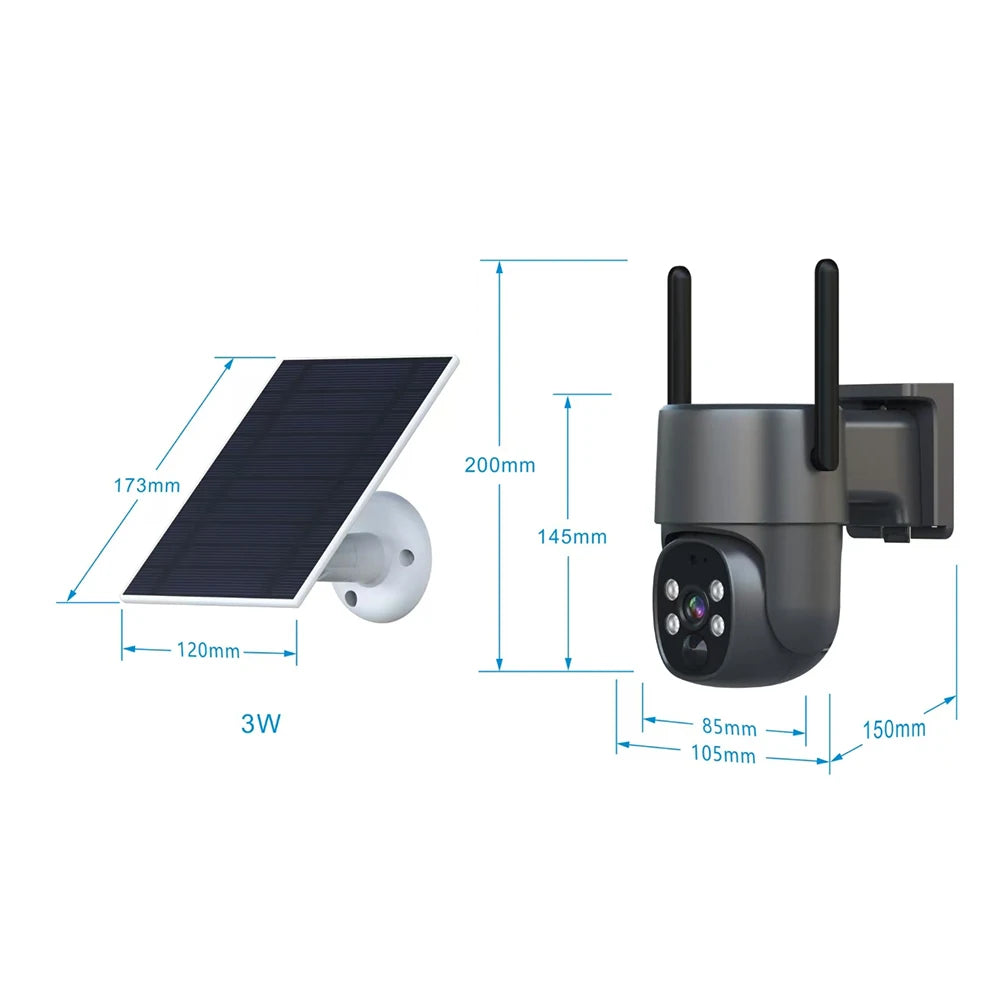4MP HD 4G Solar CCTV IP Camera Built-in 7500mAh Battery Support Max 256GB Storage Outdoor Waterproof Cam