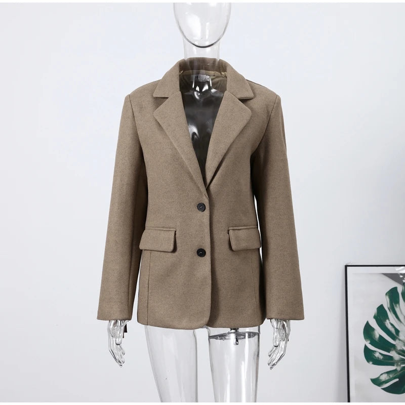 Fashion Women's Tassel Solid Blazer Jacket Lapel Full Sleeve Casual Coat 2026 Spring Autumn Lady Elegant Street Lady Outwear New