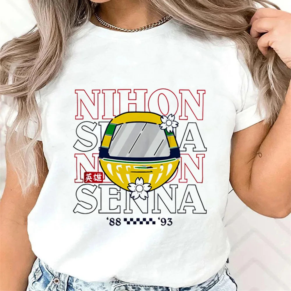 Ayrton Senna t shirt teen women Graphic 2000s Comfortable Retro Classic shirt Y2k Psychedelic 2000s aesthetic Retro Gothic