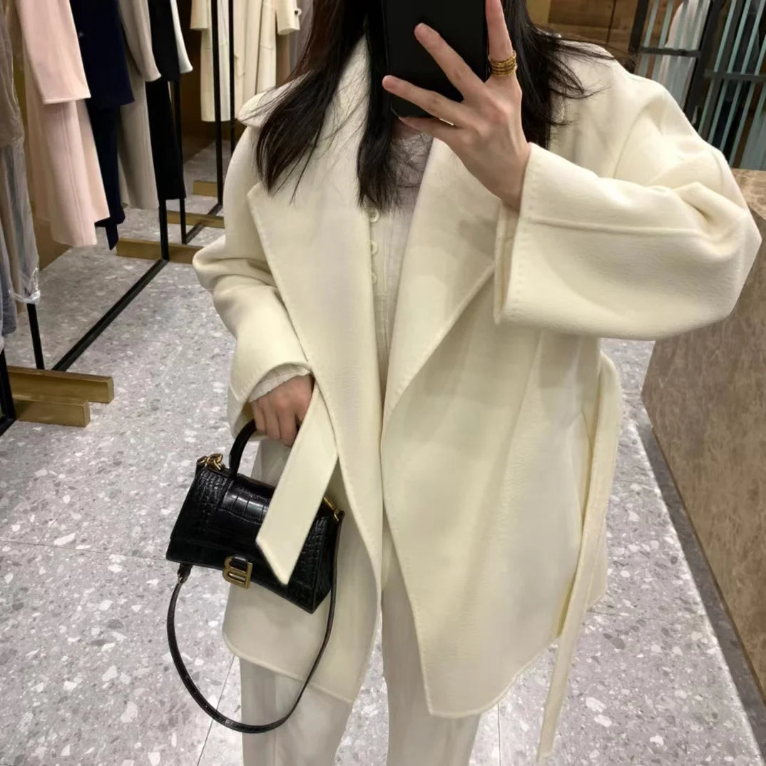 M classic Gas cashmere coat short cashmere cashmere natural water ripple double-sided woolen coat women