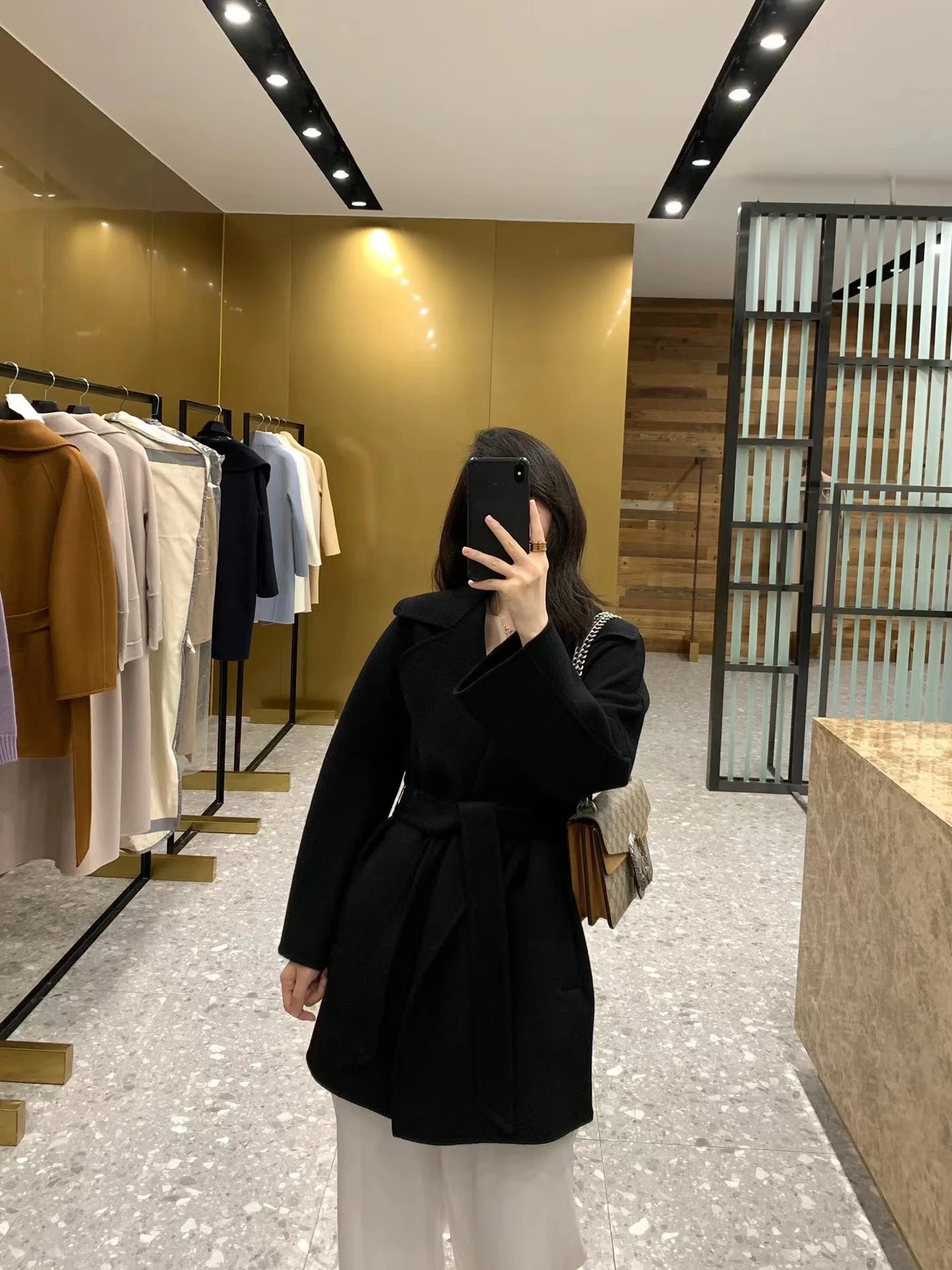 M classic Gas cashmere coat short cashmere cashmere natural water ripple double-sided woolen coat women