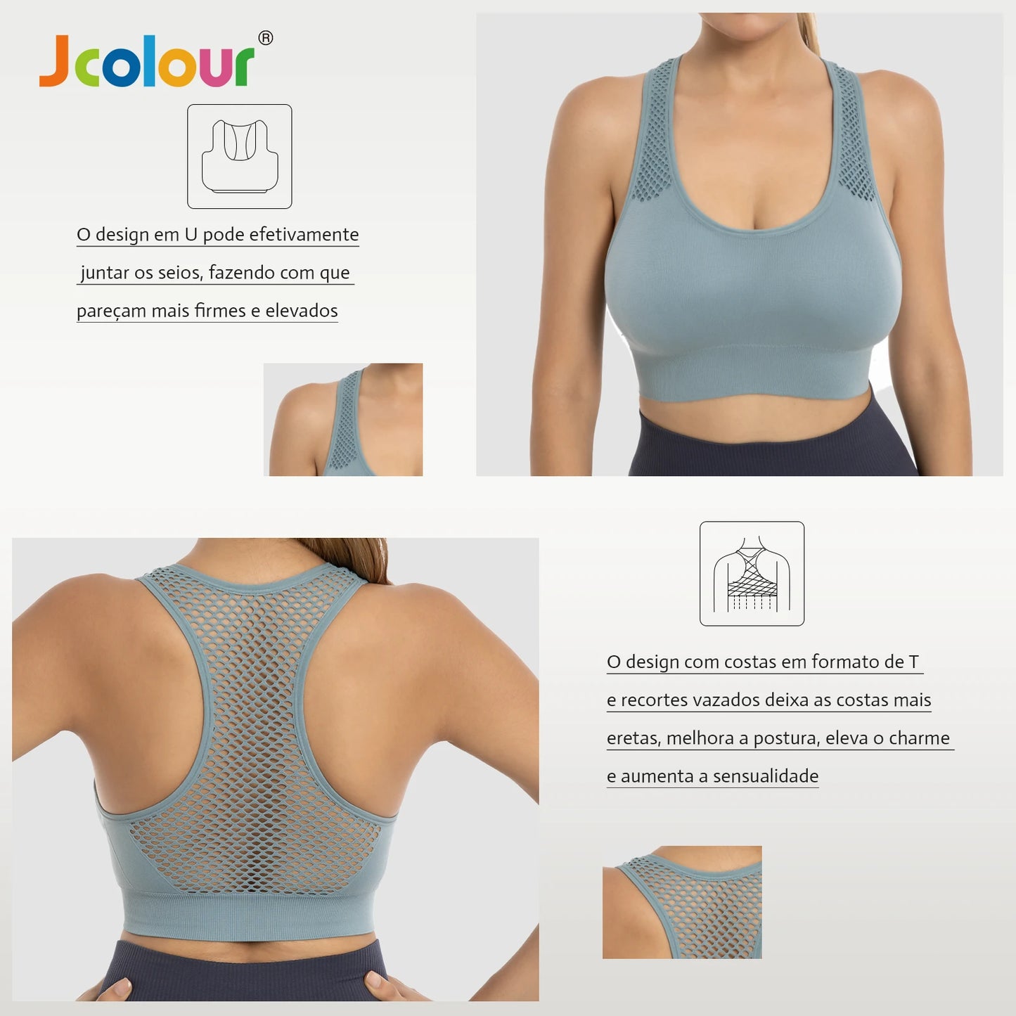 Frete grátis Jcolour Conjunto de Top e Shorts Esportivo Feminino, Respirável e de Secagem Rápida para Yoga e Corrida