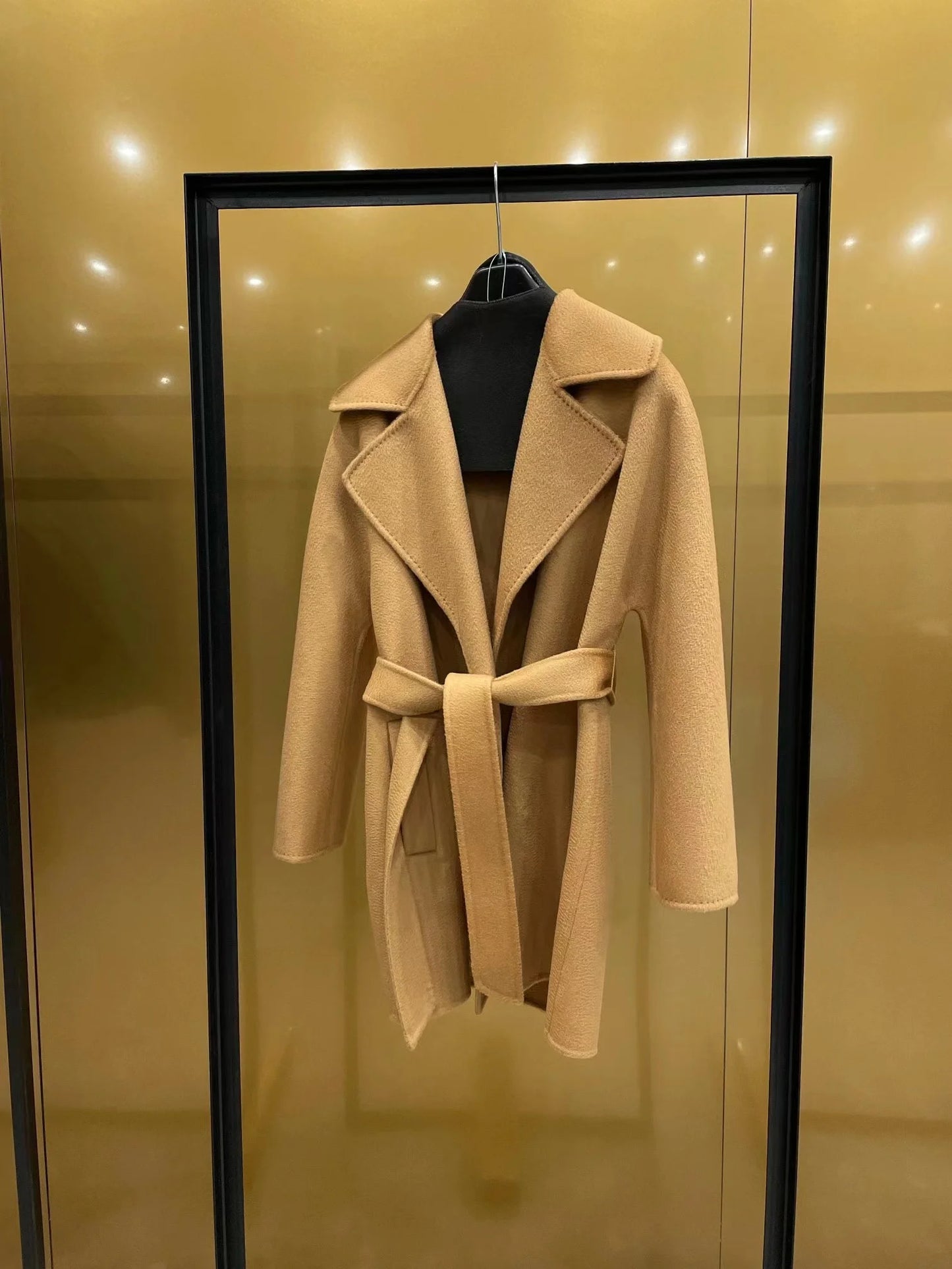 M classic Gas cashmere coat short cashmere cashmere natural water ripple double-sided woolen coat women