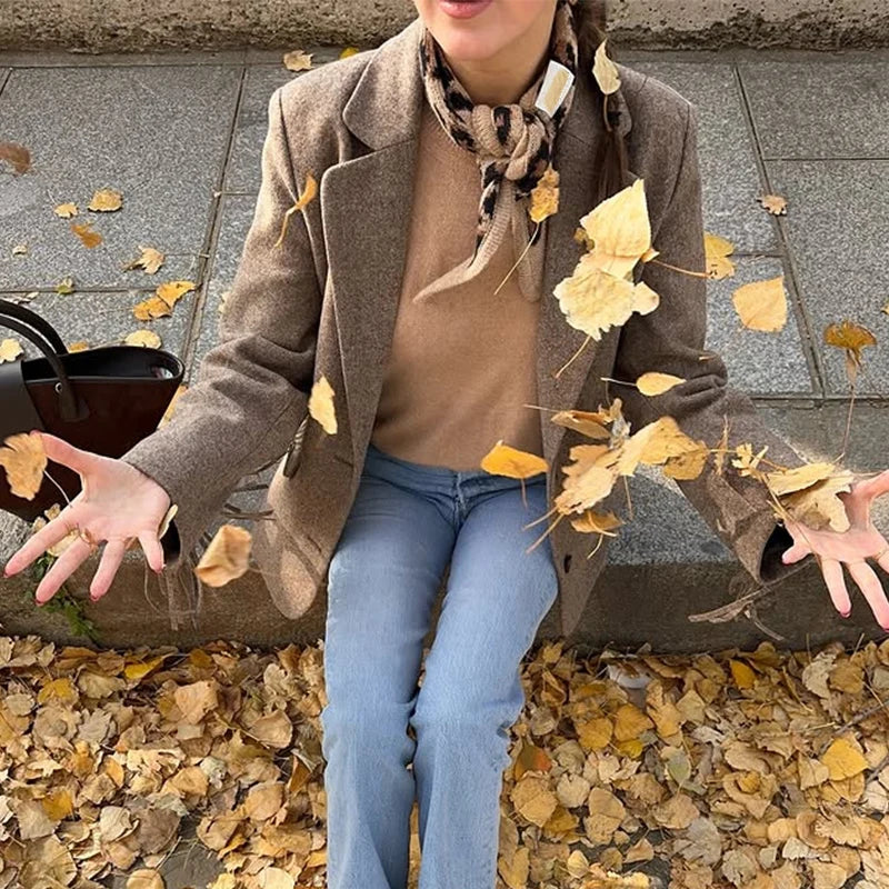 Fashion Women's Tassel Solid Blazer Jacket Lapel Full Sleeve Casual Coat 2026 Spring Autumn Lady Elegant Street Lady Outwear New