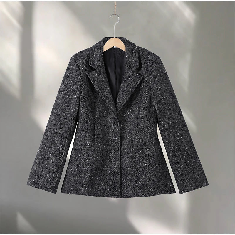 Fashion Women's Tassel Solid Blazer Jacket Lapel Full Sleeve Casual Coat 2026 Spring Autumn Lady Elegant Street Lady Outwear New