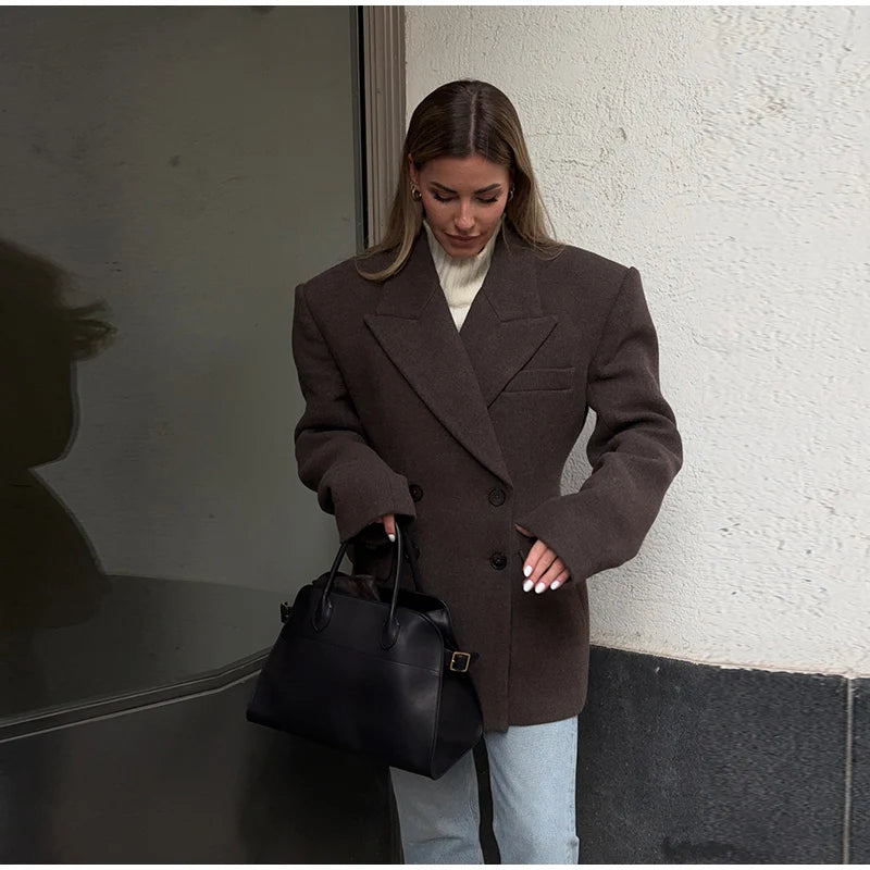 Fashion Women's Tassel Solid Blazer Jacket Lapel Full Sleeve Casual Coat 2026 Spring Autumn Lady Elegant Street Lady Outwear New