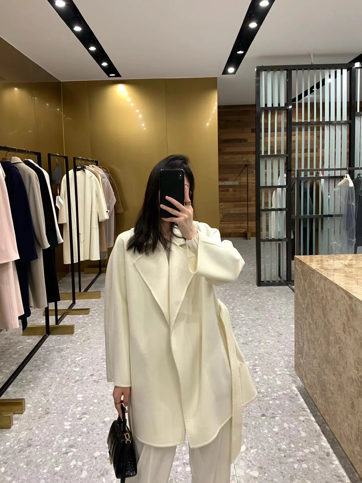 M classic Gas cashmere coat short cashmere cashmere natural water ripple double-sided woolen coat women