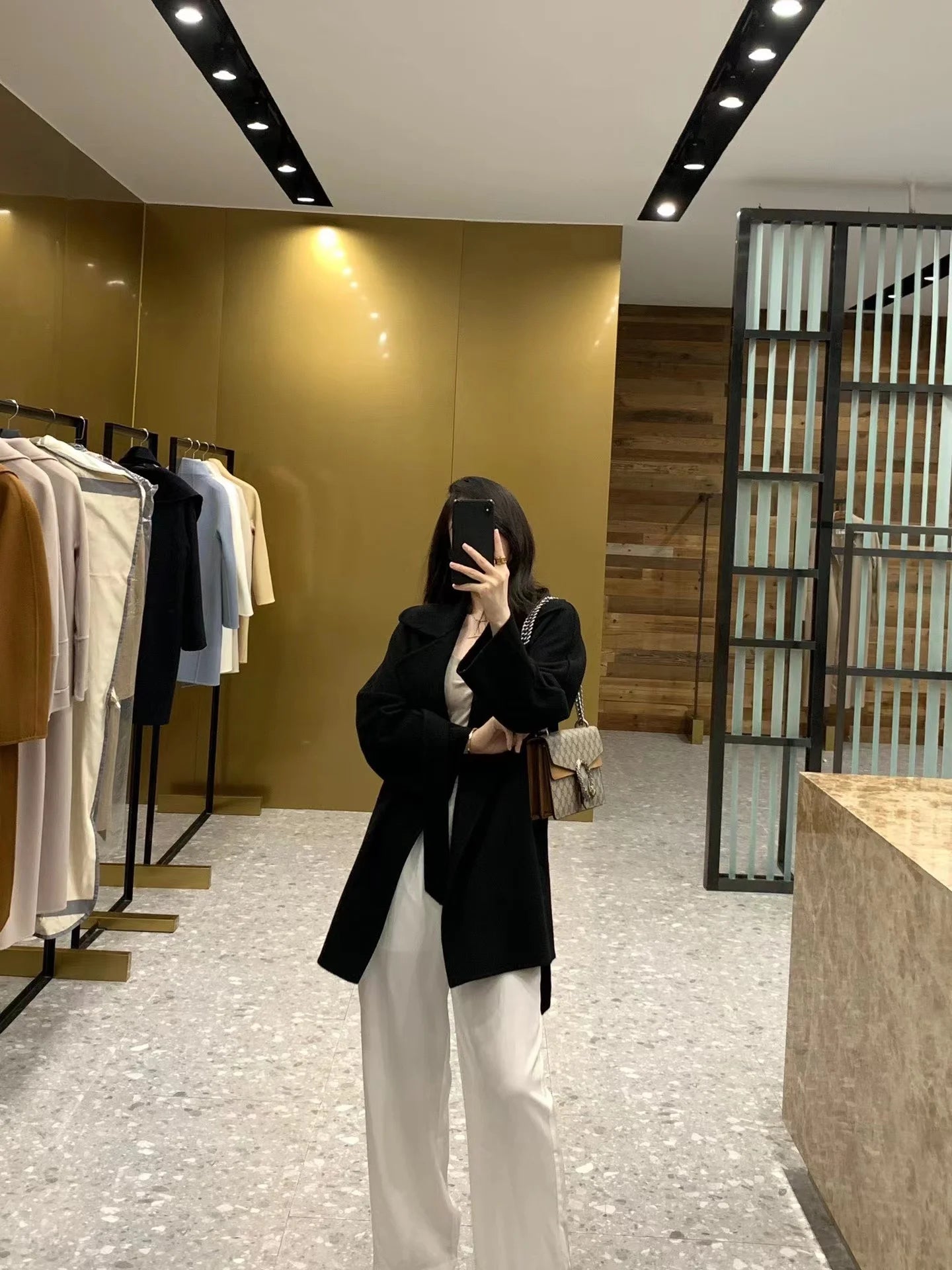 M classic Gas cashmere coat short cashmere cashmere natural water ripple double-sided woolen coat women