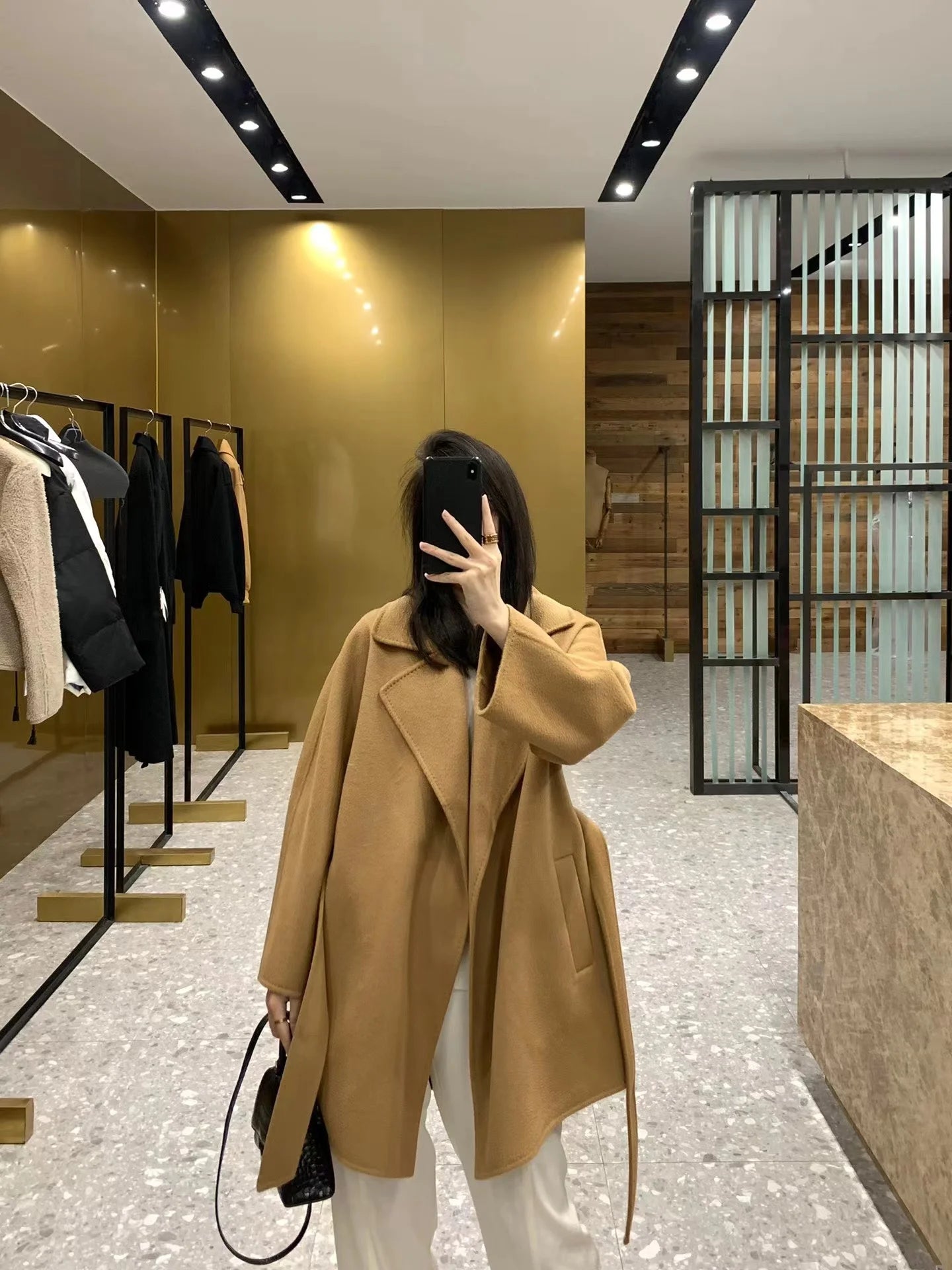 M classic Gas cashmere coat short cashmere cashmere natural water ripple double-sided woolen coat women