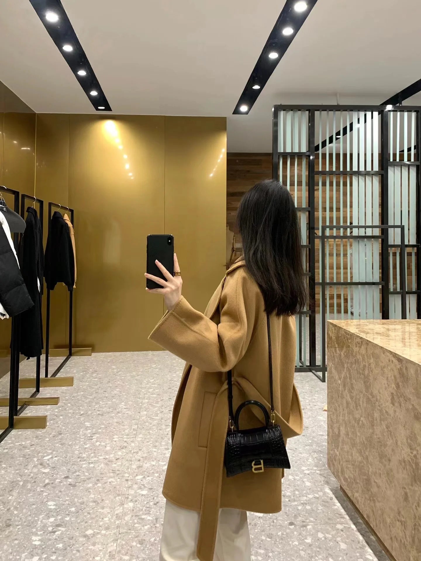 M classic Gas cashmere coat short cashmere cashmere natural water ripple double-sided woolen coat women