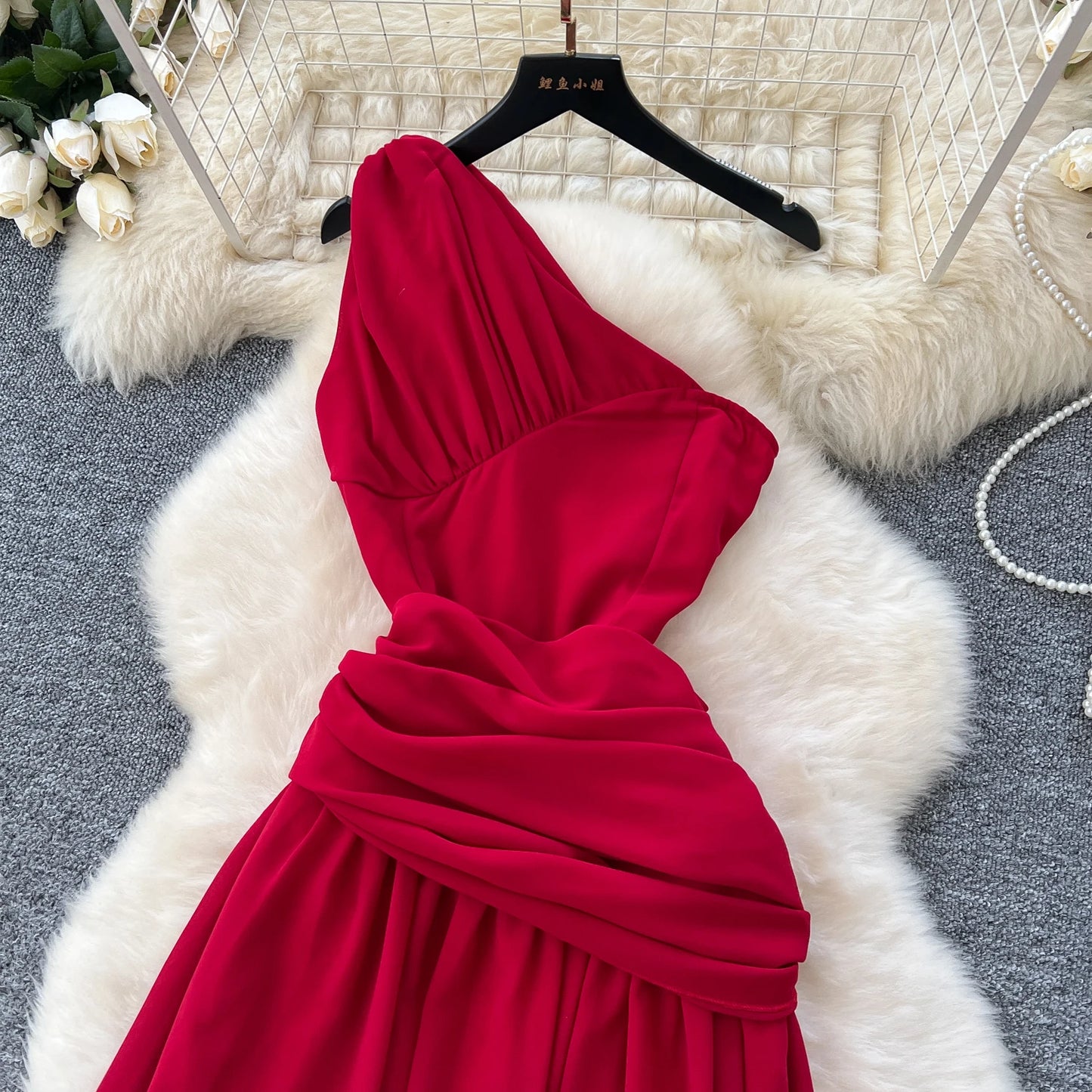 Elegant Sleeveless Vintage Diagonal Collar Sexy Off Shoulder Chic Three-dimensional Floral Slim Evening High Street Long Dresses