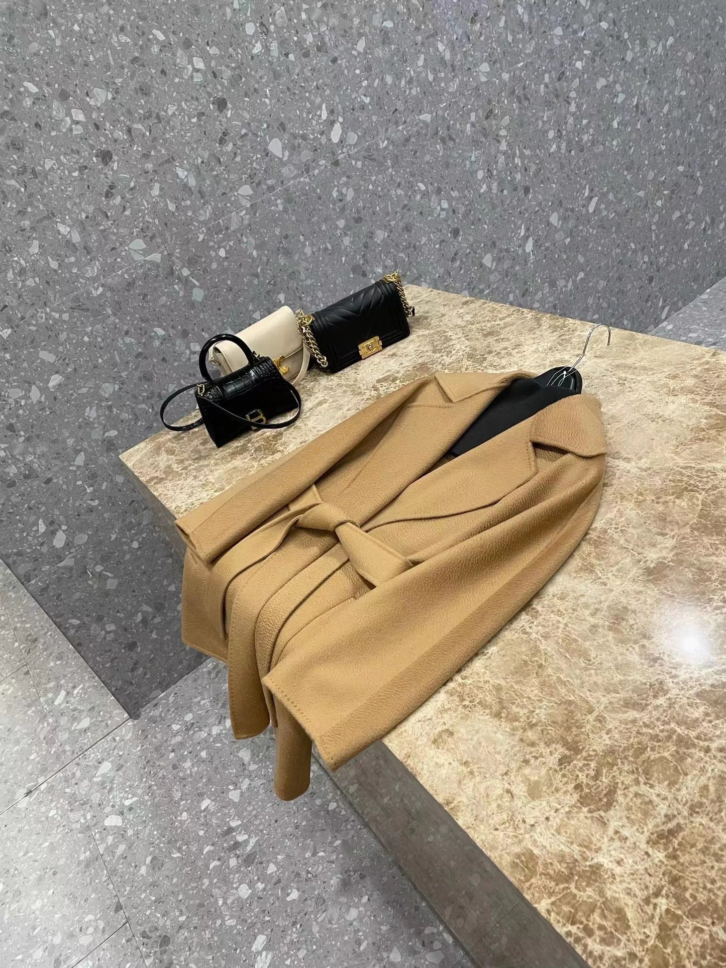 M classic Gas cashmere coat short cashmere cashmere natural water ripple double-sided woolen coat women