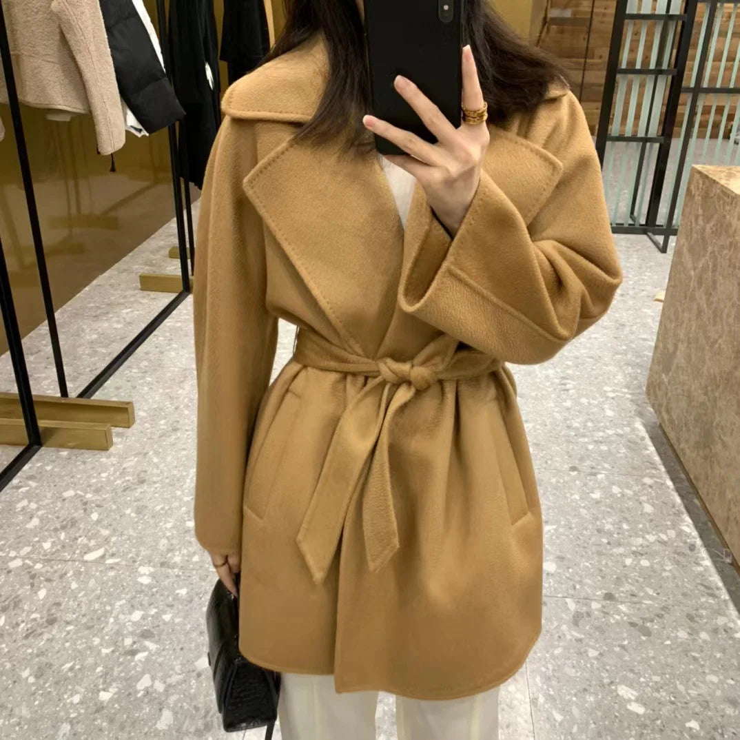 M classic Gas cashmere coat short cashmere cashmere natural water ripple double-sided woolen coat women