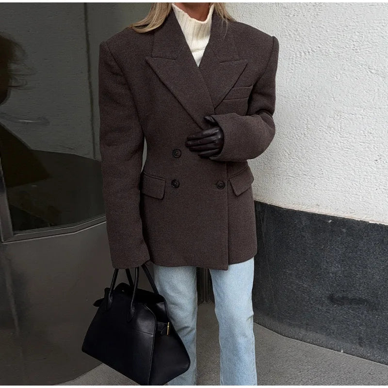 Fashion Women's Tassel Solid Blazer Jacket Lapel Full Sleeve Casual Coat 2026 Spring Autumn Lady Elegant Street Lady Outwear New