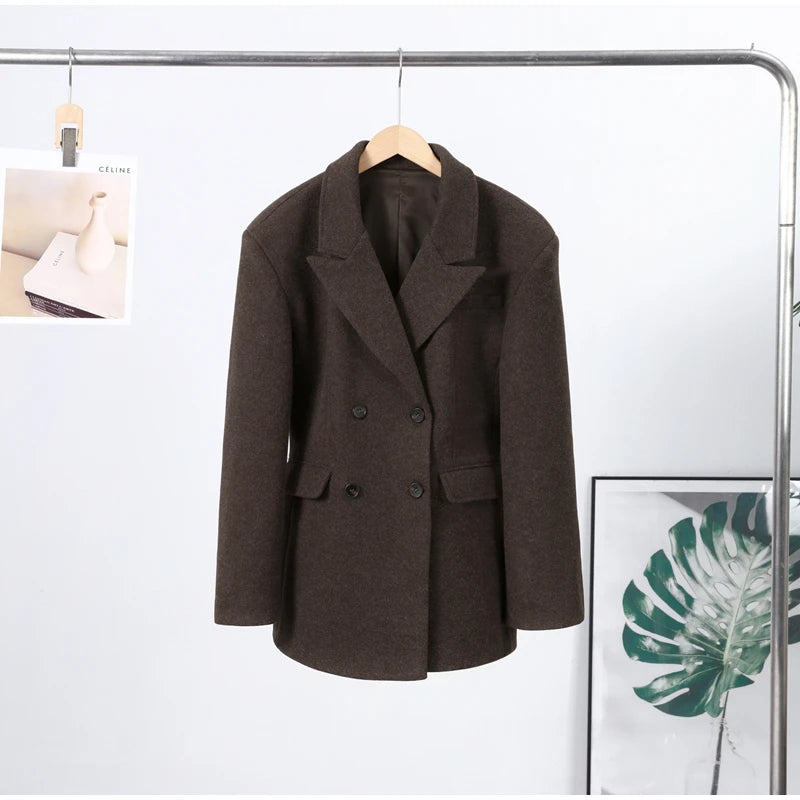 Fashion Women's Tassel Solid Blazer Jacket Lapel Full Sleeve Casual Coat 2026 Spring Autumn Lady Elegant Street Lady Outwear New