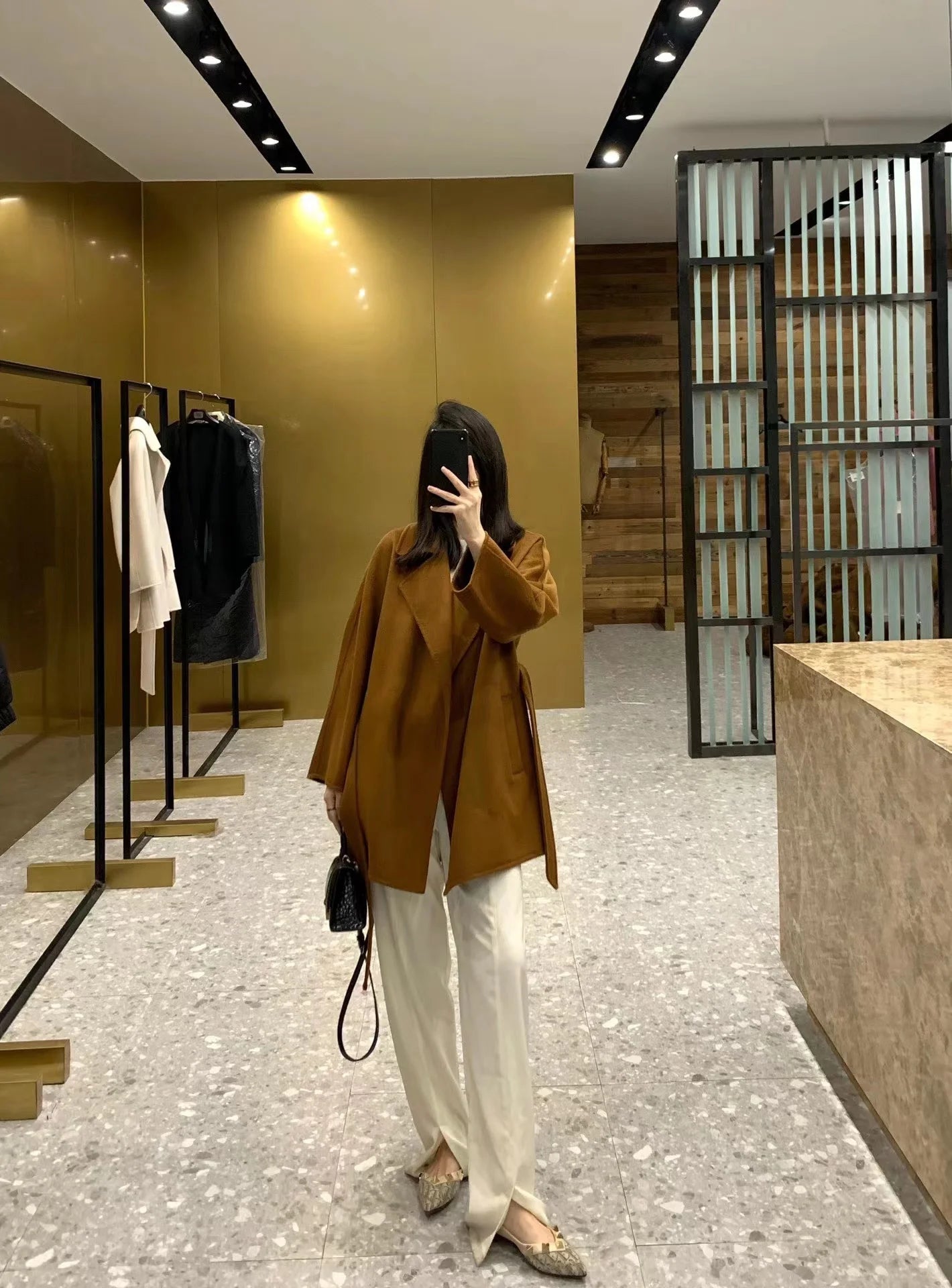 M classic Gas cashmere coat short cashmere cashmere natural water ripple double-sided woolen coat women