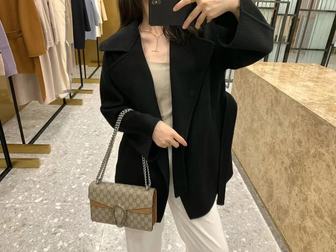 M classic Gas cashmere coat short cashmere cashmere natural water ripple double-sided woolen coat women