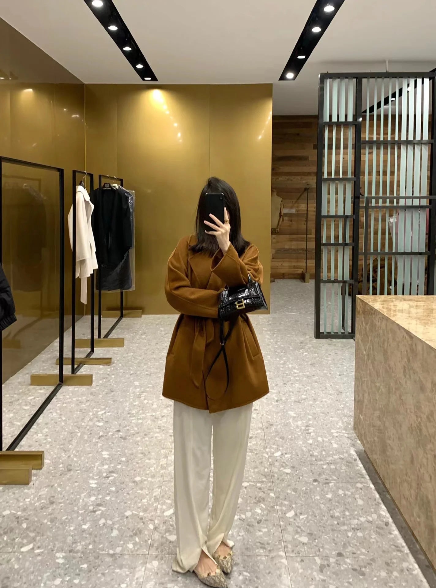 M classic Gas cashmere coat short cashmere cashmere natural water ripple double-sided woolen coat women