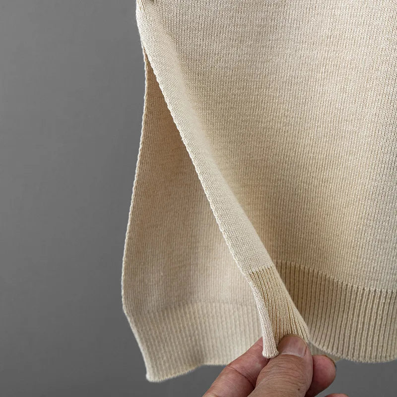 Winter Warm Thick Knit Loose Dress Women Sweater Split Dress Fashion Autumn Korean Ladys Polo Neck Casual Oversized Soft Dresses