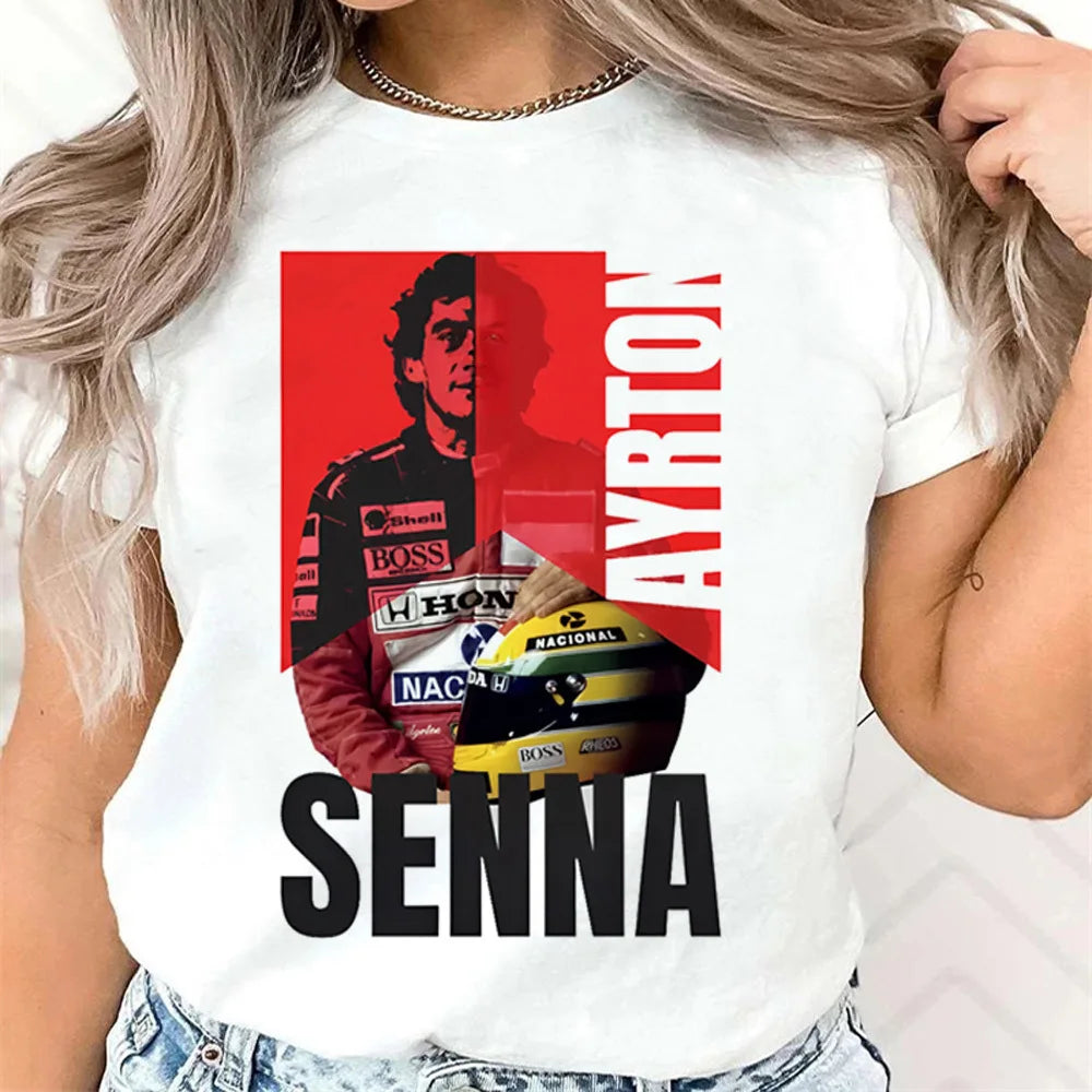 Ayrton Senna t shirt teen women Graphic 2000s Comfortable Retro Classic shirt Y2k Psychedelic 2000s aesthetic Retro Gothic