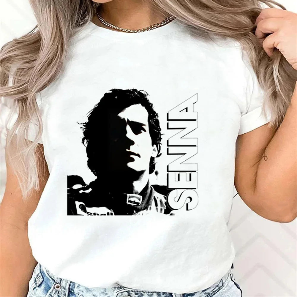 Ayrton Senna t shirt teen women Graphic 2000s Comfortable Retro Classic shirt Y2k Psychedelic 2000s aesthetic Retro Gothic