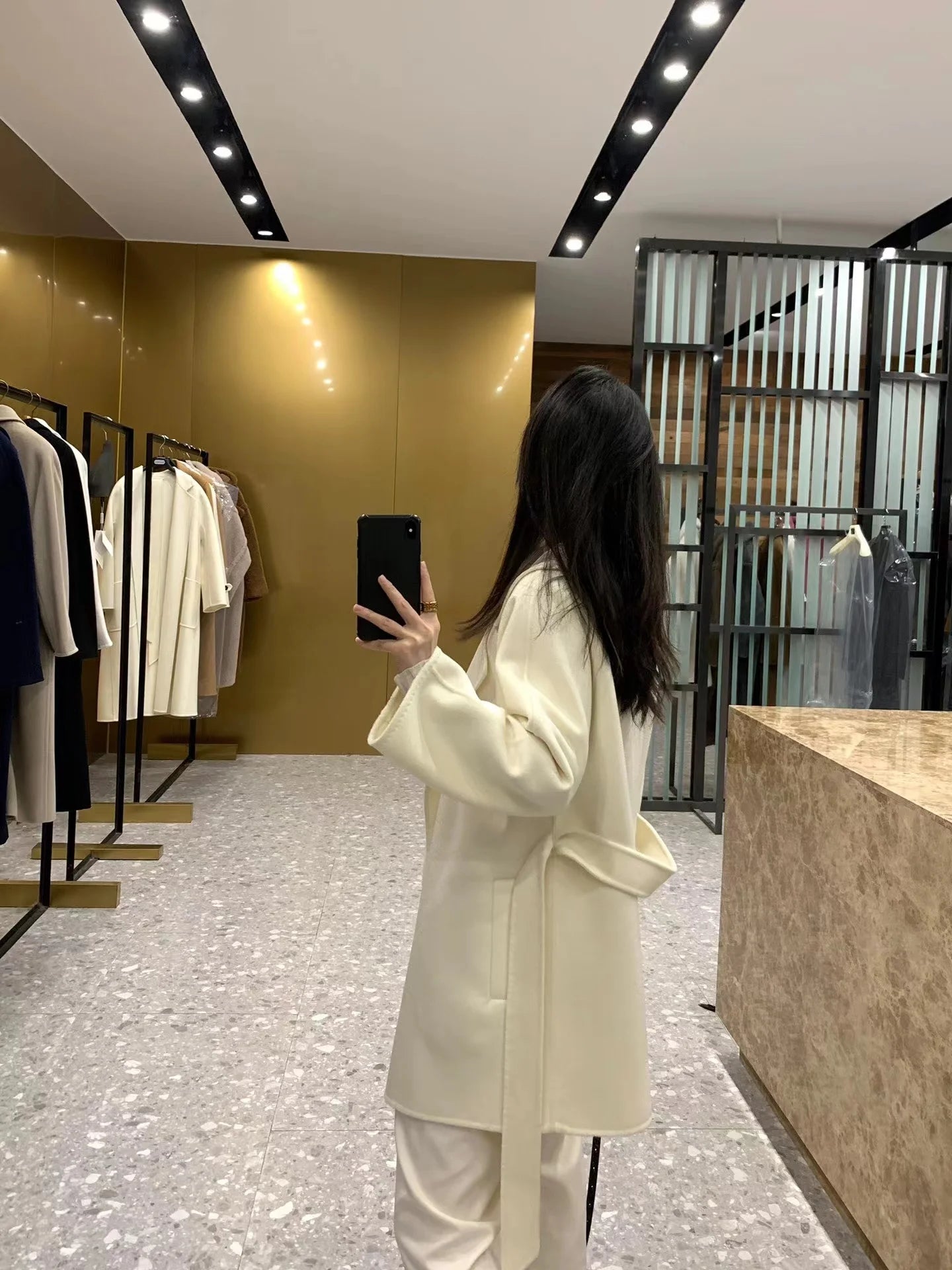 M classic Gas cashmere coat short cashmere cashmere natural water ripple double-sided woolen coat women