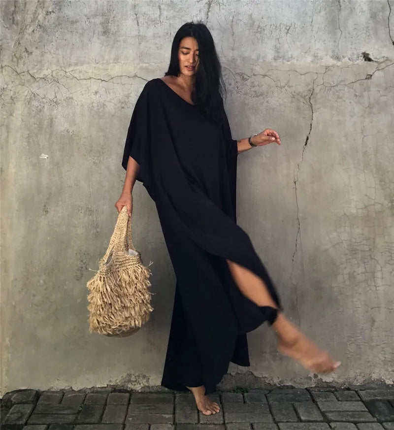 Plus Size Womens Caftan Plus Size Kaftans Casual V Neck Caftans Long Soft Beach Maxi Dress for Summer