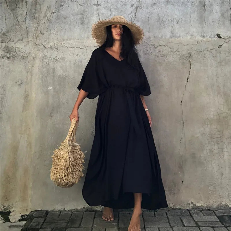 Plus Size Womens Caftan Plus Size Kaftans Casual V Neck Caftans Long Soft Beach Maxi Dress for Summer