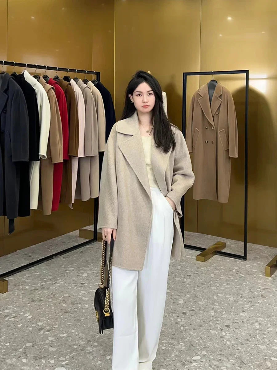 M classic Gas cashmere coat short cashmere cashmere natural water ripple double-sided woolen coat women