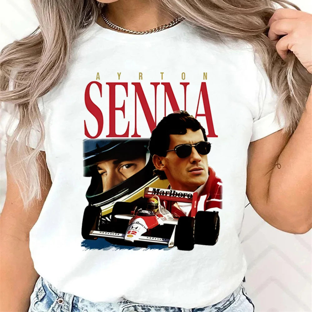 Ayrton Senna t shirt teen women Graphic 2000s Comfortable Retro Classic shirt Y2k Psychedelic 2000s aesthetic Retro Gothic