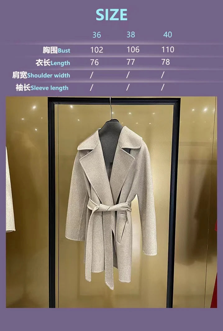 M classic Gas cashmere coat short cashmere cashmere natural water ripple double-sided woolen coat women