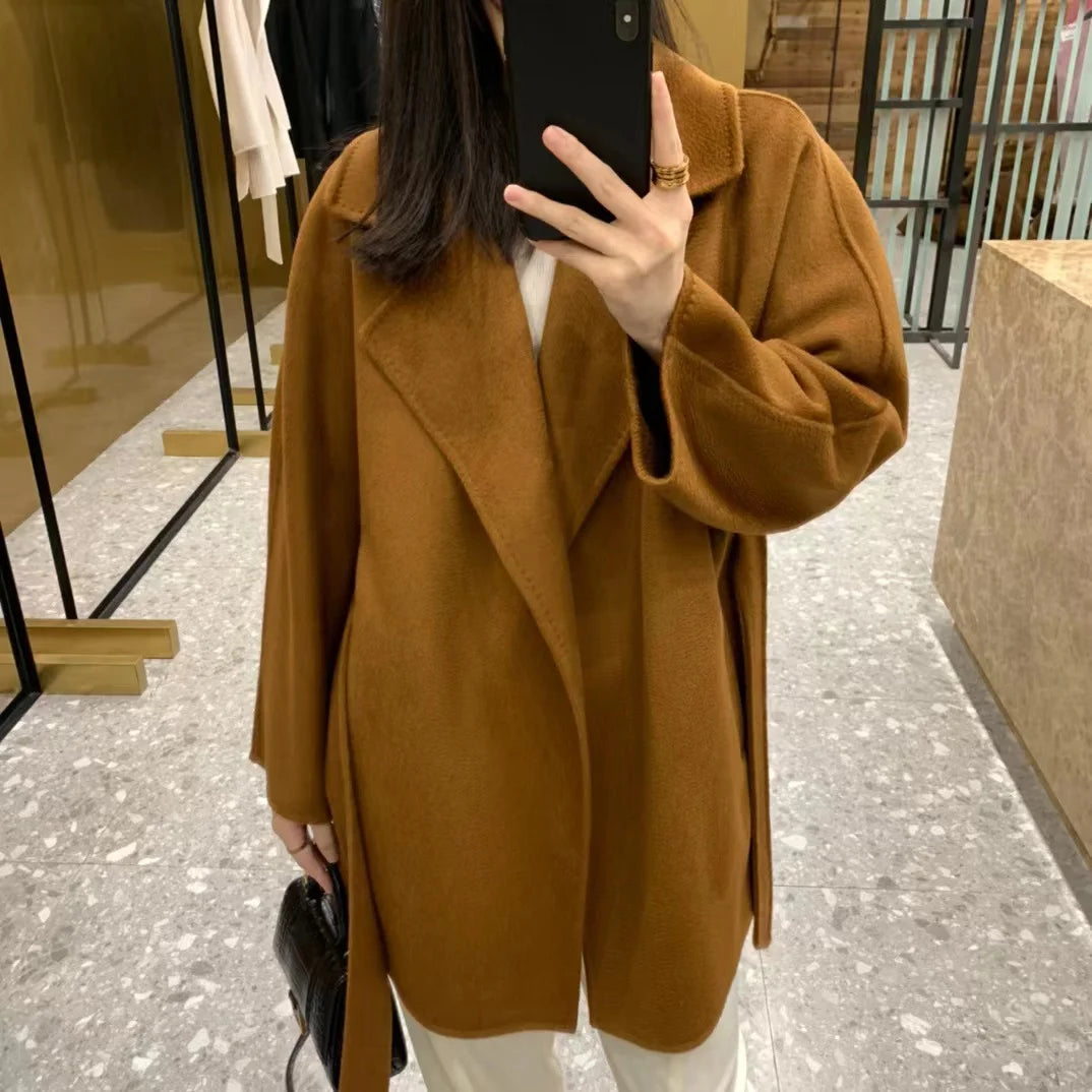 M classic Gas cashmere coat short cashmere cashmere natural water ripple double-sided woolen coat women