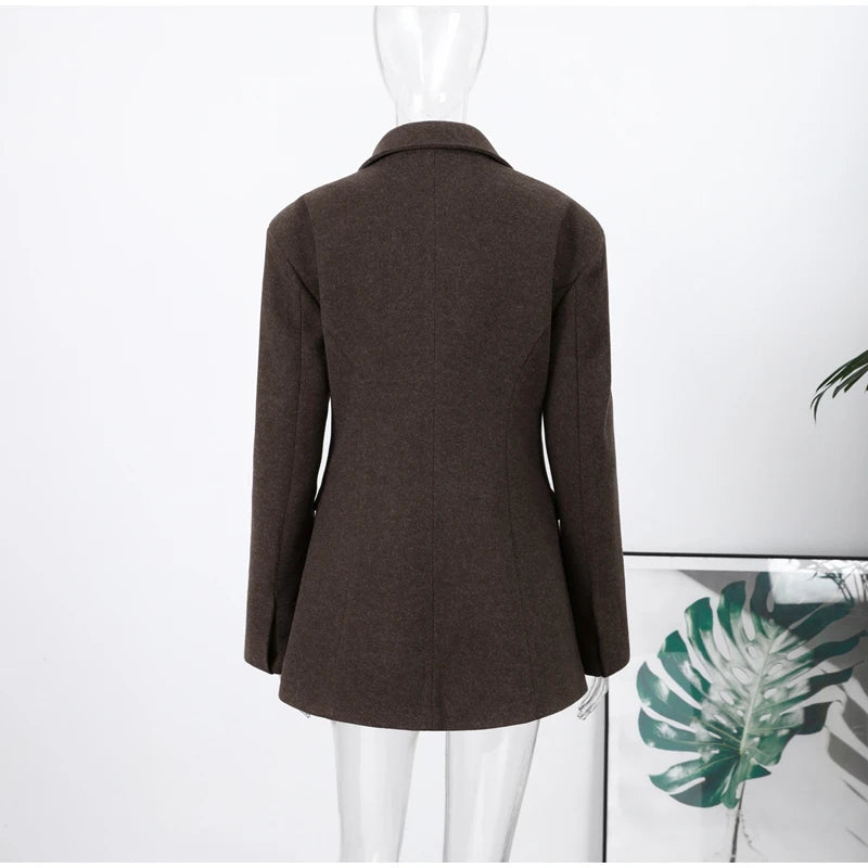 Fashion Women's Tassel Solid Blazer Jacket Lapel Full Sleeve Casual Coat 2026 Spring Autumn Lady Elegant Street Lady Outwear New