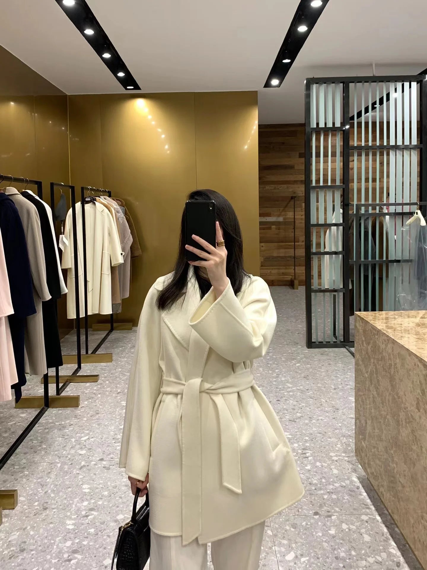 M classic Gas cashmere coat short cashmere cashmere natural water ripple double-sided woolen coat women